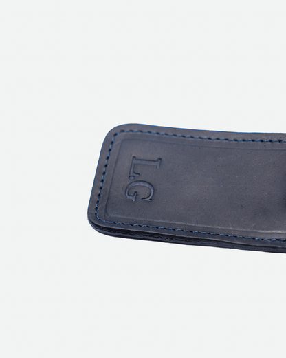 Dark Blue Luggage Tag - Real Leather