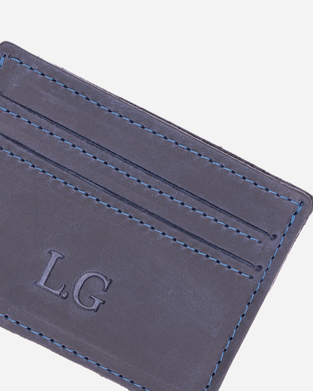 Dark Blue Keychain & Cardholder & Luggage tag & Passport Cover (Set) - Real Leather