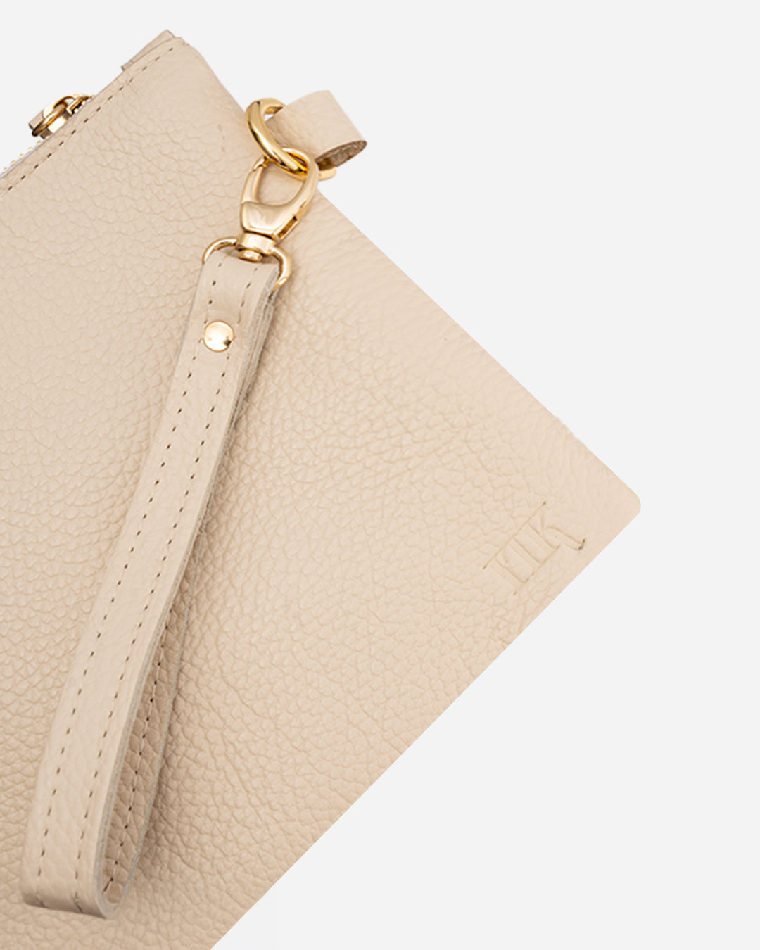 Offwhite Medium Zipper Pouch - Real Leather