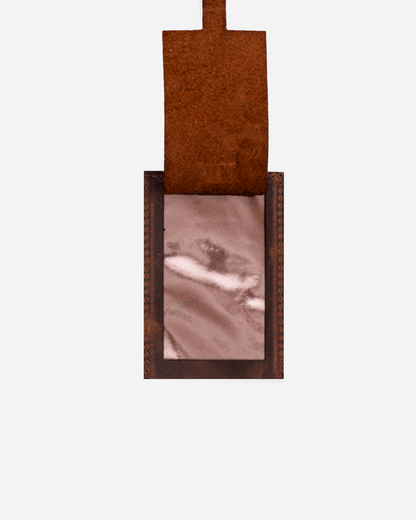 Dark Brown Large Luggage tag  - Real Leather