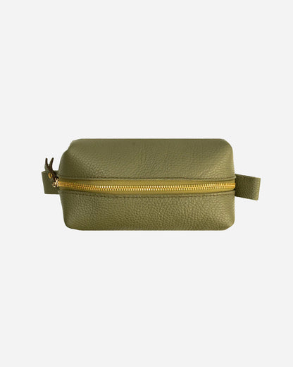 Green Toiletry Pouch - Real Leather