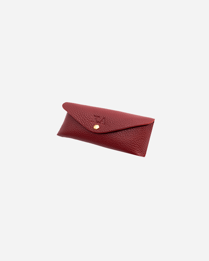 Maroon Sunglasses Pouch & Zip Card Holder & Medium Zipper Pouch (Set) - Real Leather