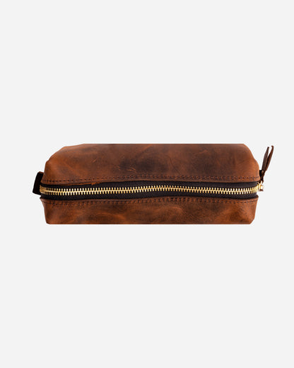 Dark Brown Pencil case - Real Leather