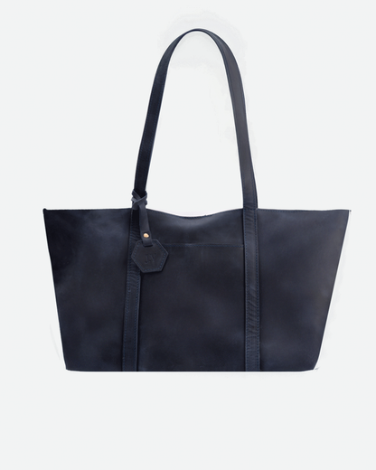 Dark Blue Totebag - Real Leather