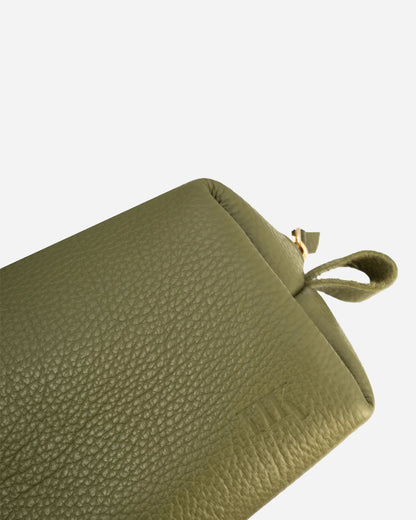 Green Toiletry Pouch - Real Leather