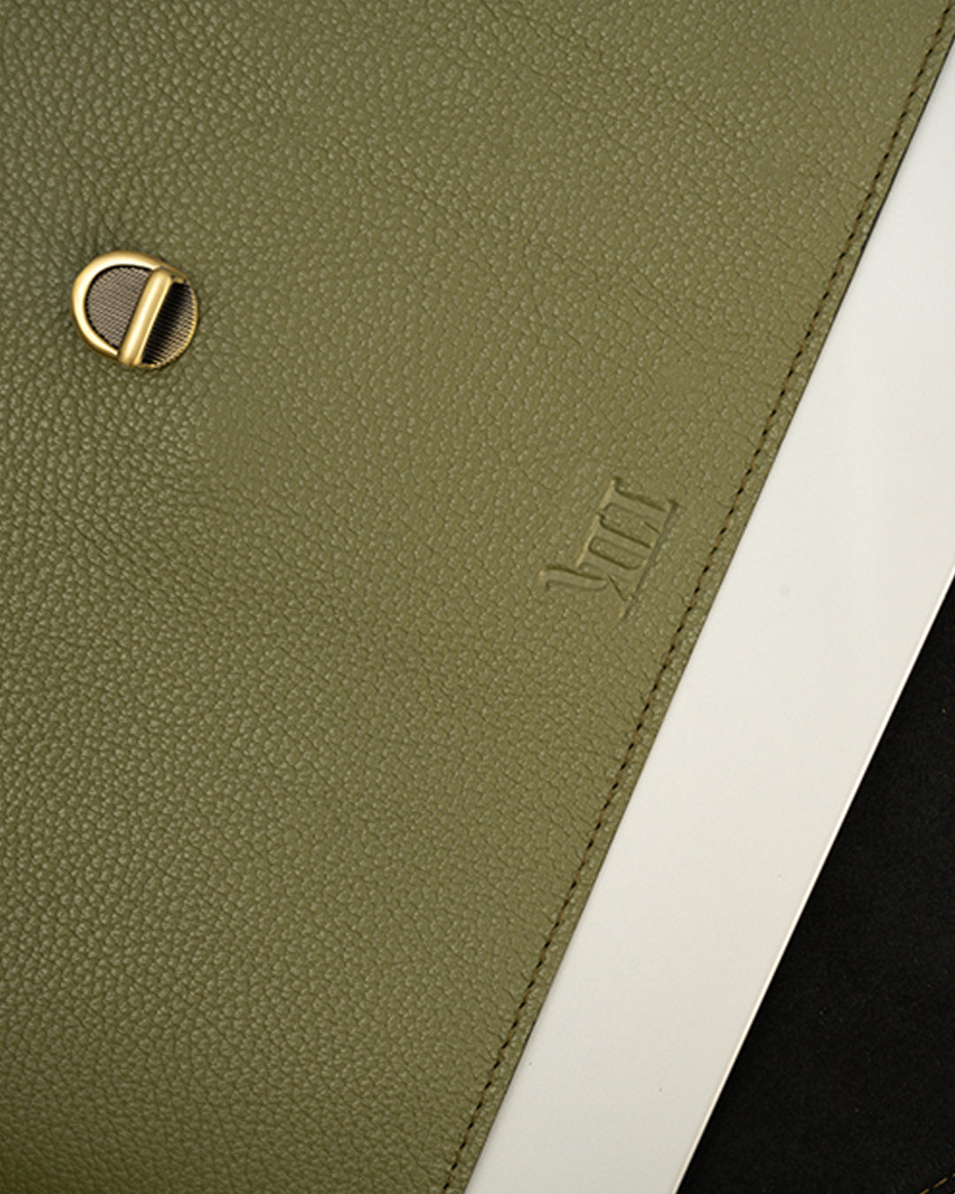 Green Vintage Buckle Laptop Case - Real Leather
