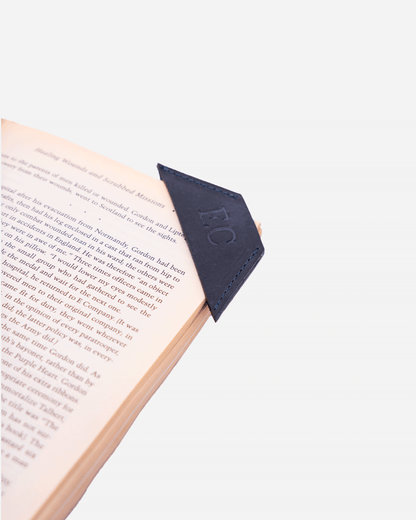 Dark Blue Bookmark & Pencil case & Diary Cover (Set) - Real Leather