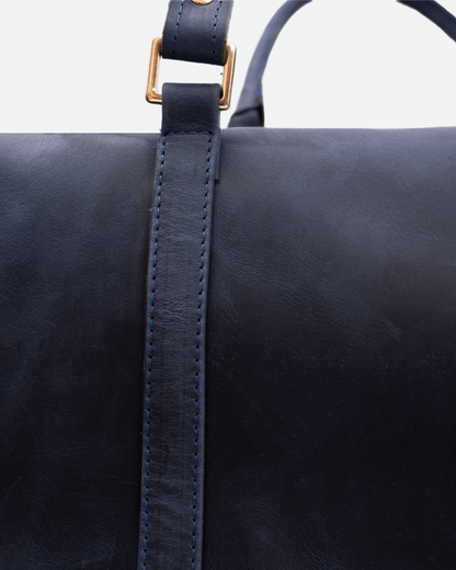 Dark Blue Dufflebag Large - Real Leather