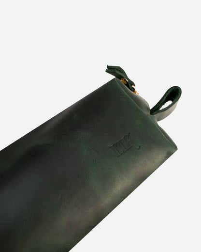 Dark Green Bookmark & Pencil case & Diary Cover (Set) - Real Leather