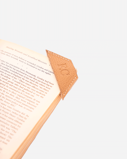 Beige Bookmark - Real Leather