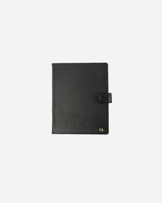 Patterned Black A4 Folder - Real Leather