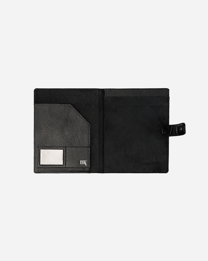 Patterned Black A4 Folder - Real Leather