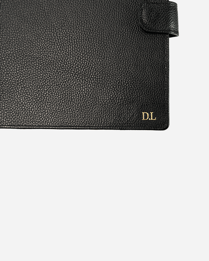 Patterned Black A4 Folder - Real Leather