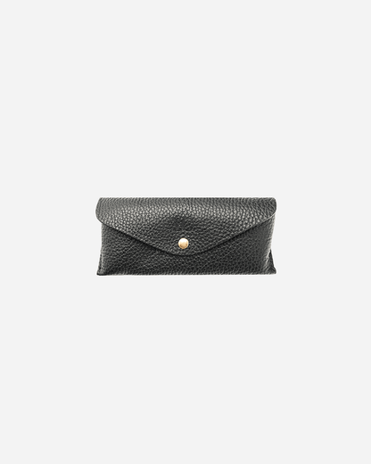 Black Sunglasses Pouch & Zip Card Holder & Medium Zipper Pouch (Set) - Real Leather