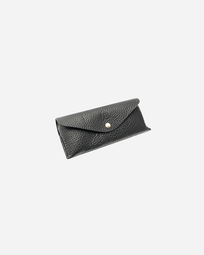 Black Sunglasses Pouch & Zip Card Holder & Medium Zipper Pouch (Set) - Real Leather
