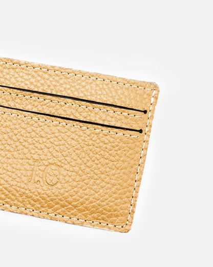 Beige Keychain & Cardholder (Set) - Real Leather