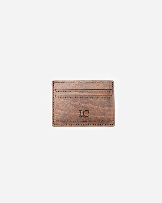 Textured Brown Cardholder - Recycled Leather