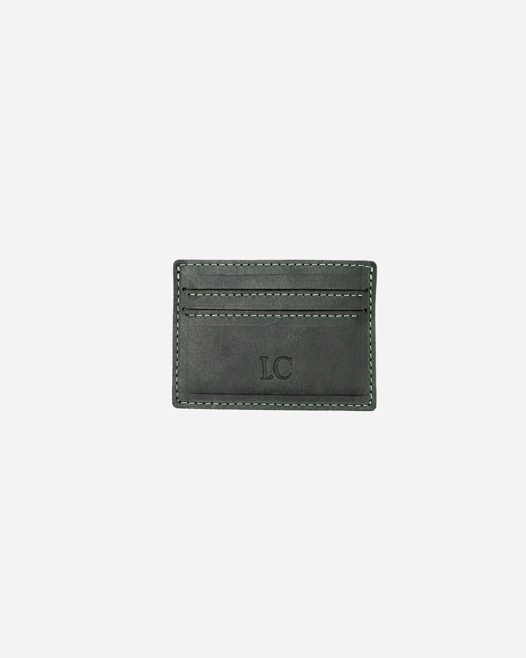 Dark Green Keychain & Cardholder (Set) - Real Leather