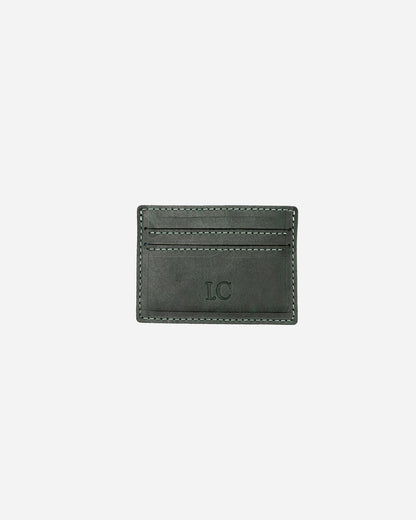 Dark Green Keychain & Cardholder & Luggage tag & Passport Cover (Set) - Real Leather