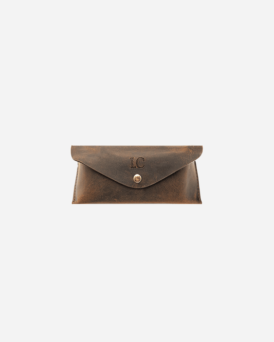 Dark Brown Sunglasses Pouch - Real Leather