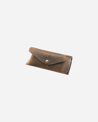 Dark Brown Sunglasses Pouch - Real Leather