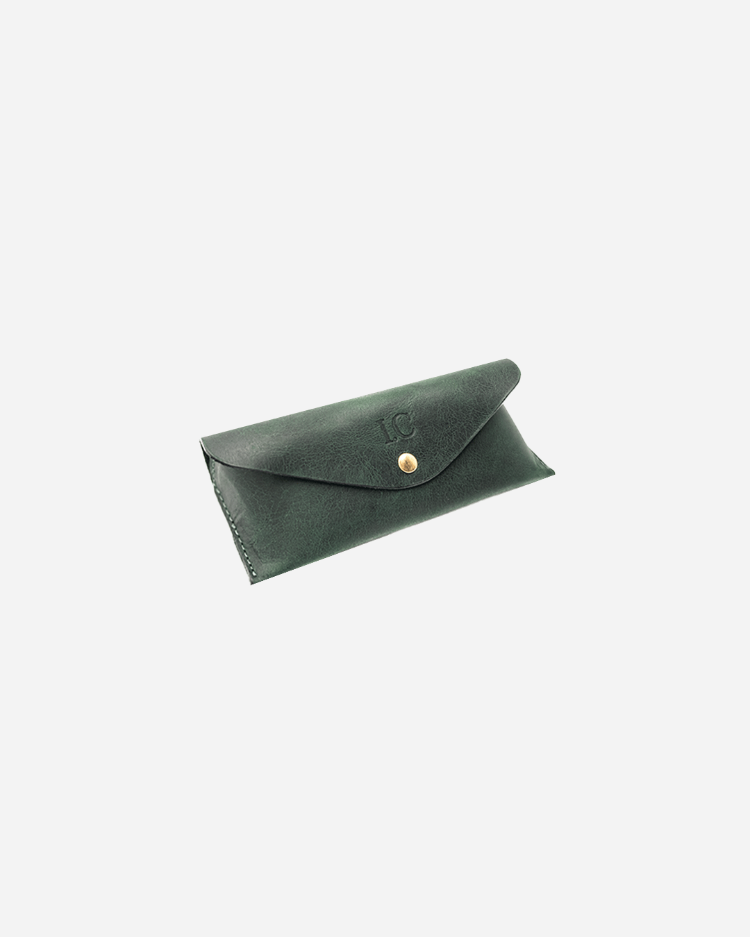 Dark Green Sunglasses Pouch & Zip Card Holder & Medium Zipper Pouch (Set) - Real Leather