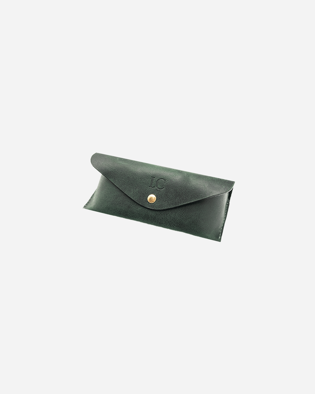 Dark Green Sunglasses Pouch & Zip Card Holder & Medium Zipper Pouch (Set) - Real Leather