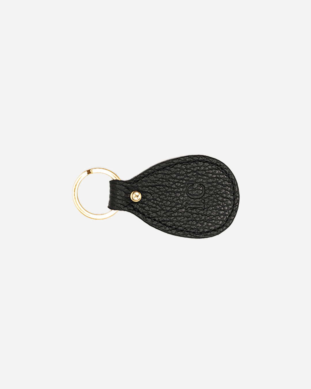 Black Keychain Patterned - Real Leather