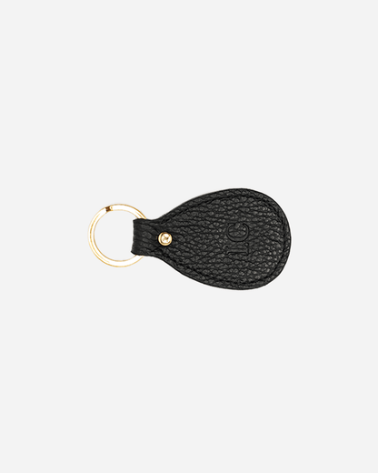 Black Keychain Patterned - Real Leather