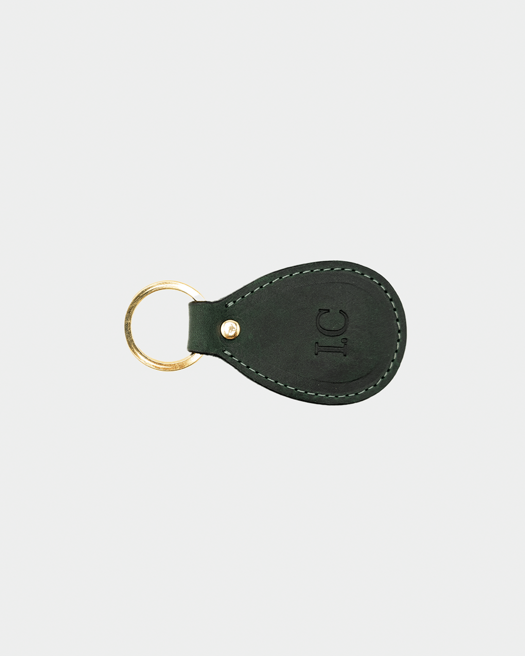 Dark Green Keychain - Real Leather