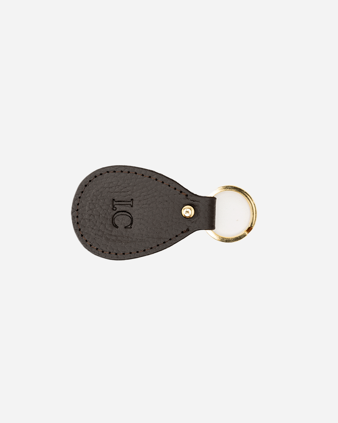 Dark Brown Keychain Patterned - Recycled Leather