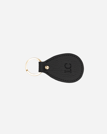 Black Keychain Patterned - Recycled Leather