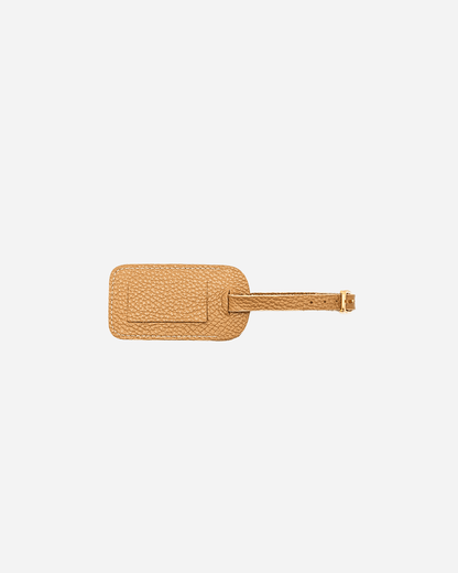 Beige Luggage Tag - Real Leather