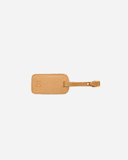 Beige Luggage Tag - Real Leather