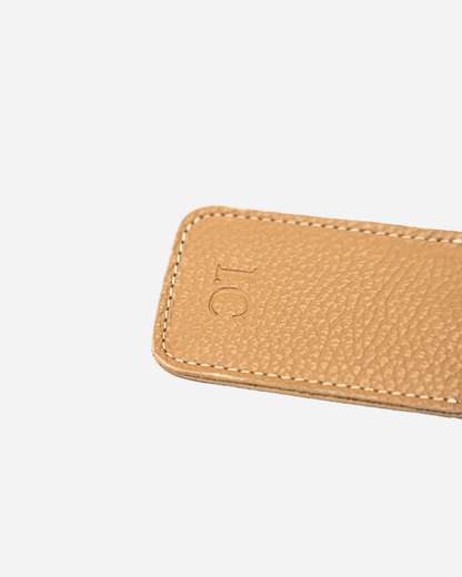 Beige Luggage Tag - Real Leather