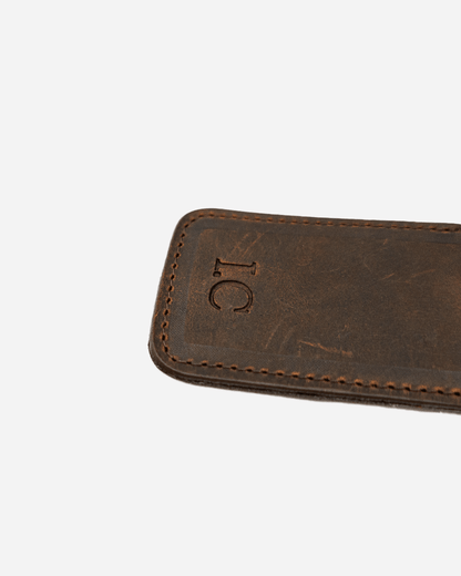 Dark Brown Keychain & Cardholder & Luggage tag & Passport Cover (Set) - Real Leather