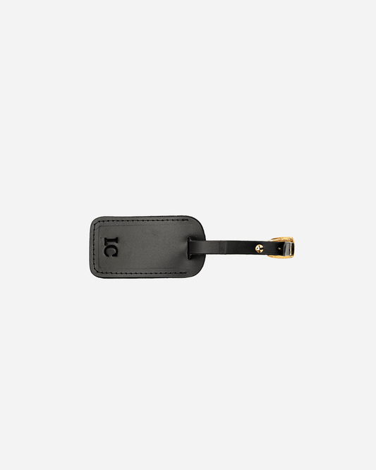 Black Luggage Tag - Recycled Leather