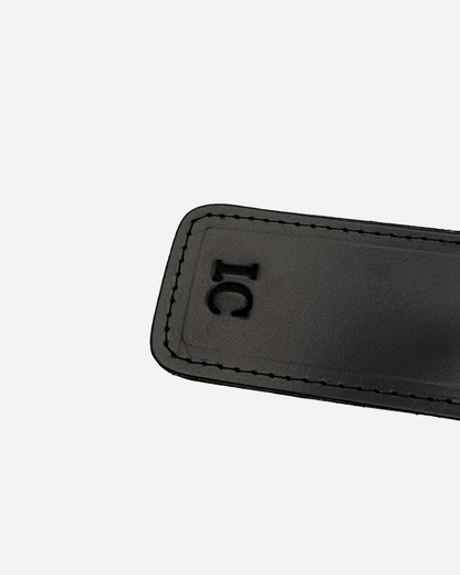 Black Luggage Tag - Recycled Leather