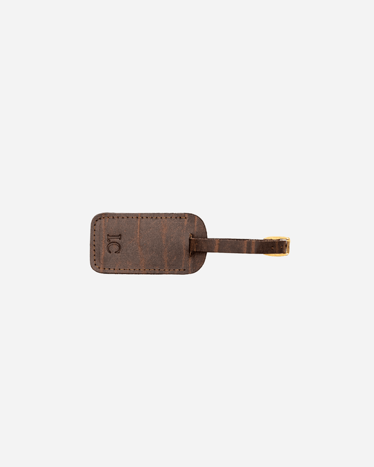 Textured Brown Luggage Tag - Recycled Leather