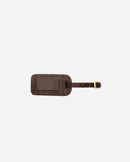 Textured Brown Luggage Tag - Recycled Leather