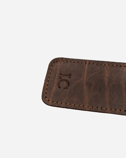 Textured Brown Luggage Tag - Recycled Leather