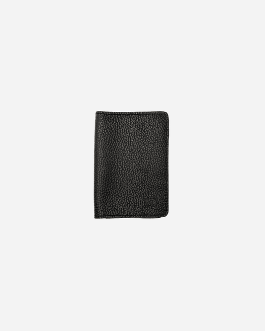 Black Patterned Passport Cover - Real Leather