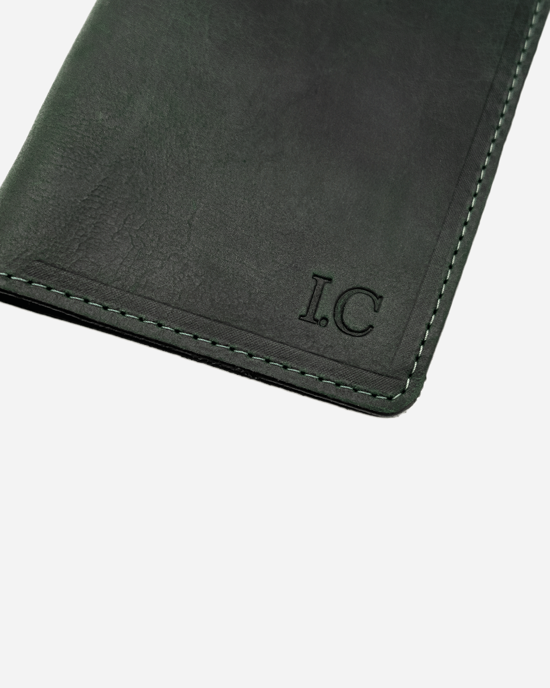 Dark Green Keychain & Cardholder & Luggage tag & Passport Cover (Set) - Real Leather