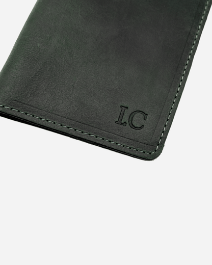 Dark Green Keychain & Cardholder & Luggage tag & Passport Cover (Set) - Real Leather