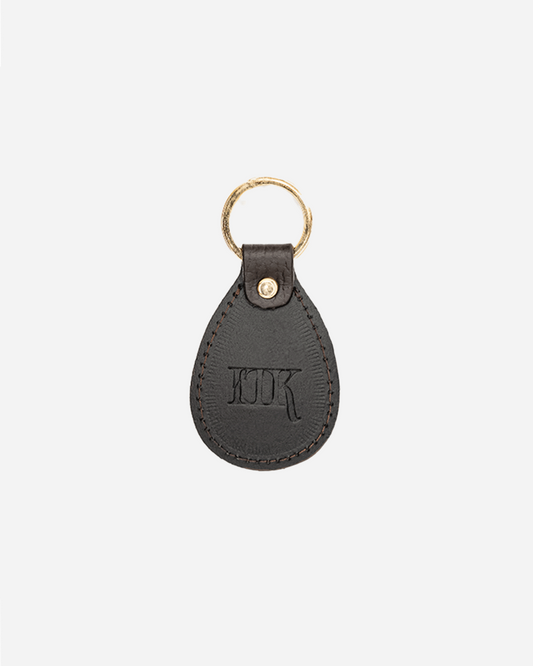 Dark Brown Keychain Patterned - Recycled Leather