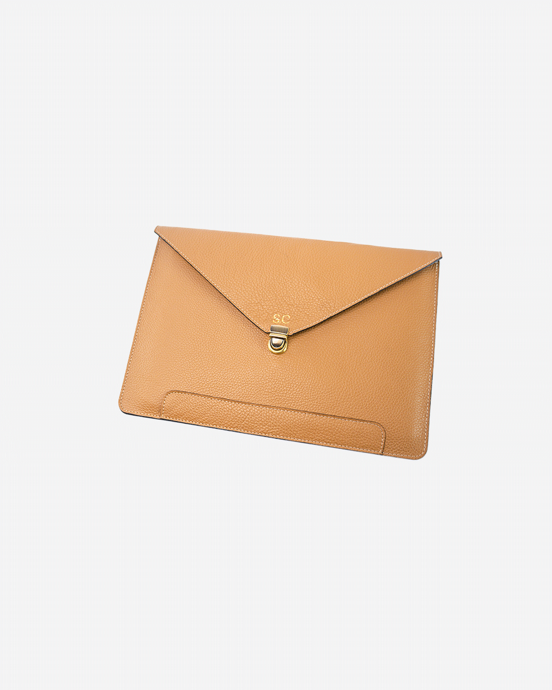 Beige Vintage Buckle Laptop Case - Real Leather