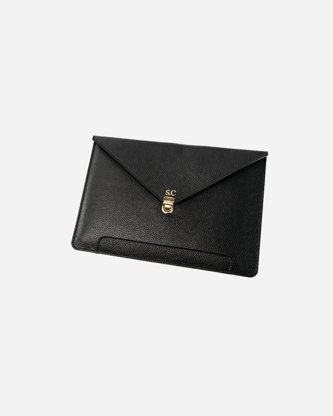 Black Vintage Buckle Laptop Case - Real Leather