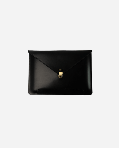 Black Vintage Buckle Laptop Case - Recycled Leather