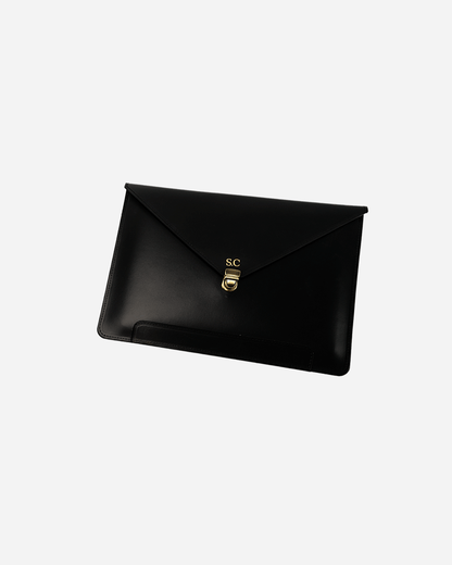 Black Vintage Buckle Laptop Case - Recycled Leather