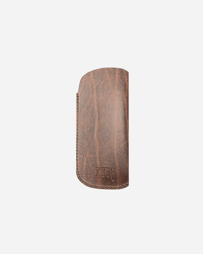 Textured Brown Sunglasses Sleeve - Recycled Leather